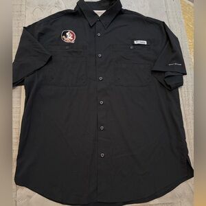 Columbia Men’s FSU Seminoles Black Button-Up Shirt School Fishing Size XL GUC